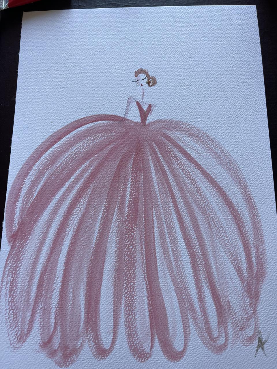 DOLLY Watercolor Pink Ballgown Ballerina Kids Tee