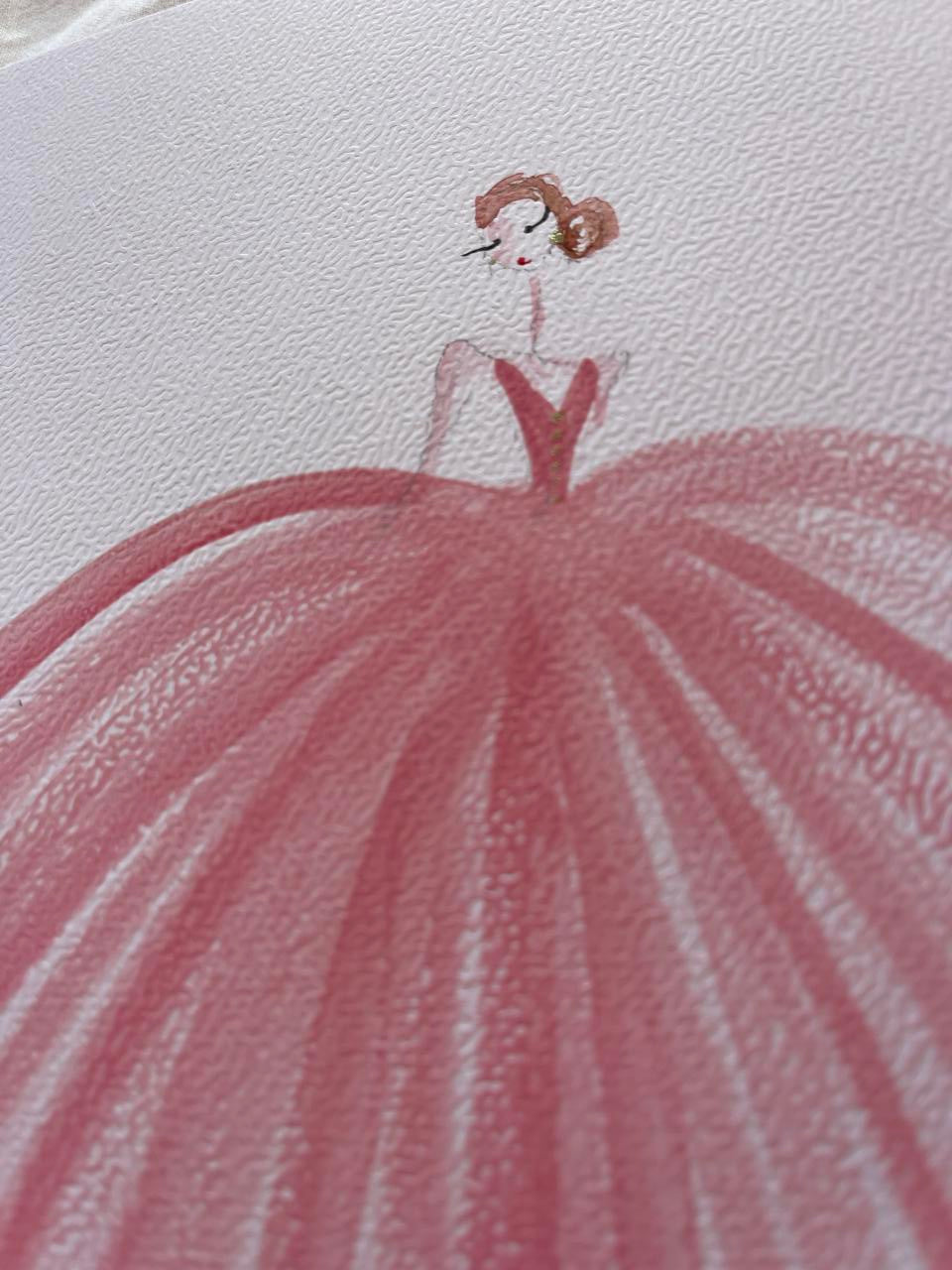 DOLLY Watercolor Pink Ballgown Ballerina Kids Tee