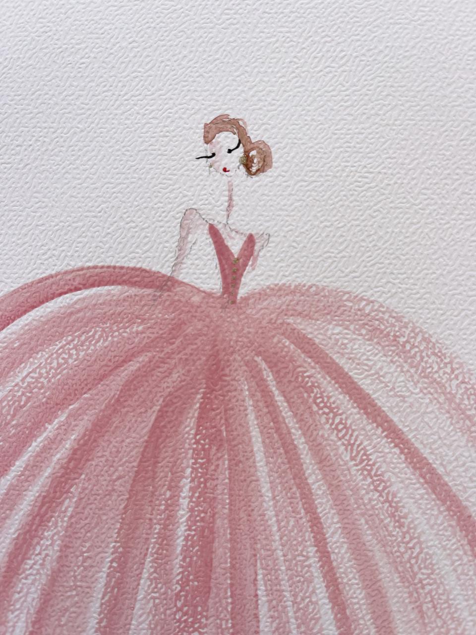 DOLLY Watercolor Pink Ballgown Ballerina Kids Tee