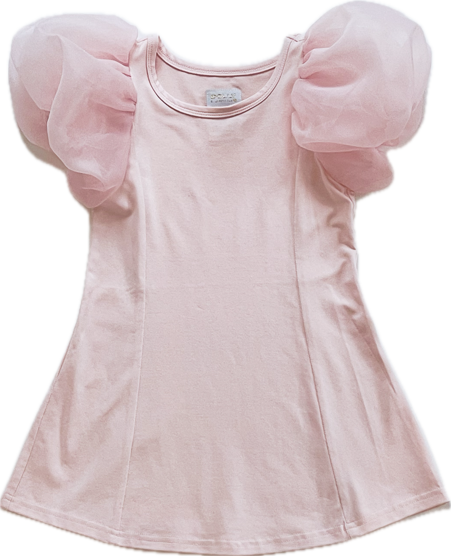 DOLLY WORLD SHORT PUFF SLEEVE ORGANZA DRESS WITH COTTON BODY dollypink