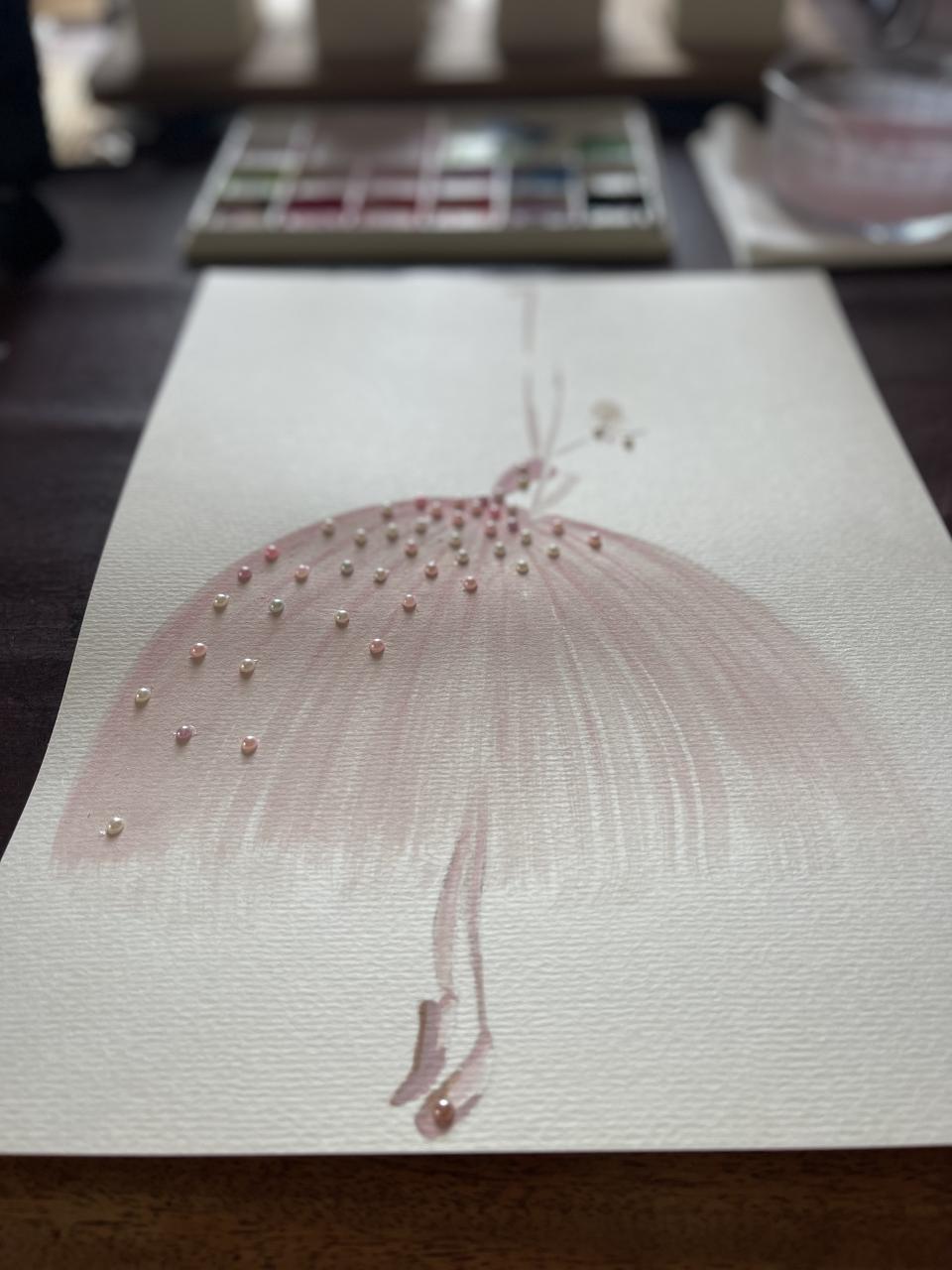 DOLLY Pink Pearl Ballerina Watercolor Art Print