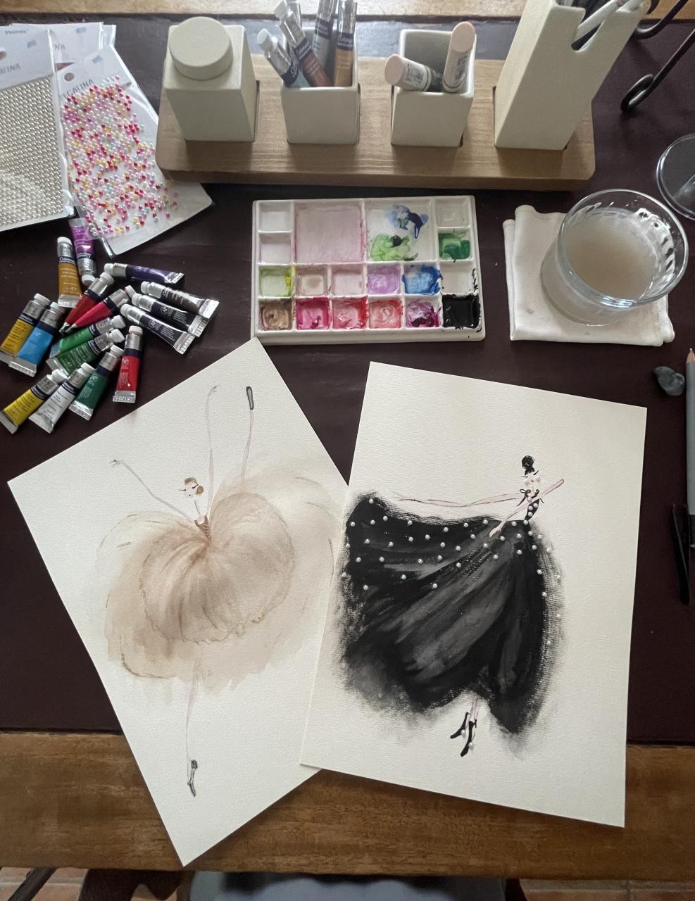 DOLLY Watercolor Black Pearl Ballerina Kids Tee