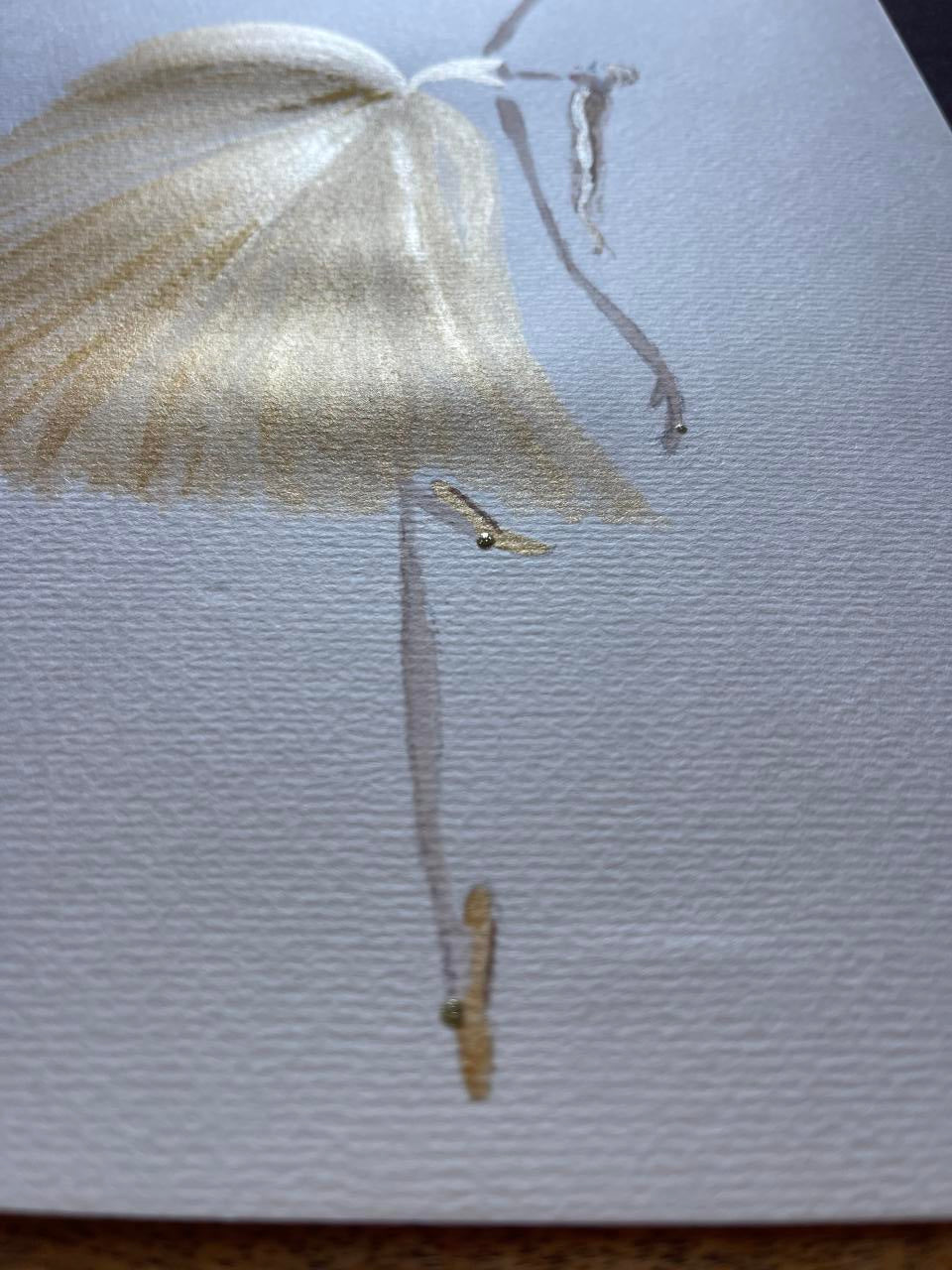 DOLLY Gold Ballerina Watercolor Art Print