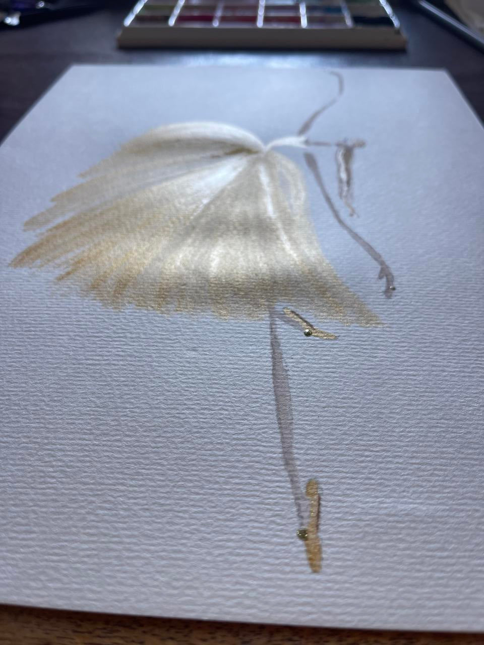 DOLLY Watercolor Gold Ballerina Kids Tee