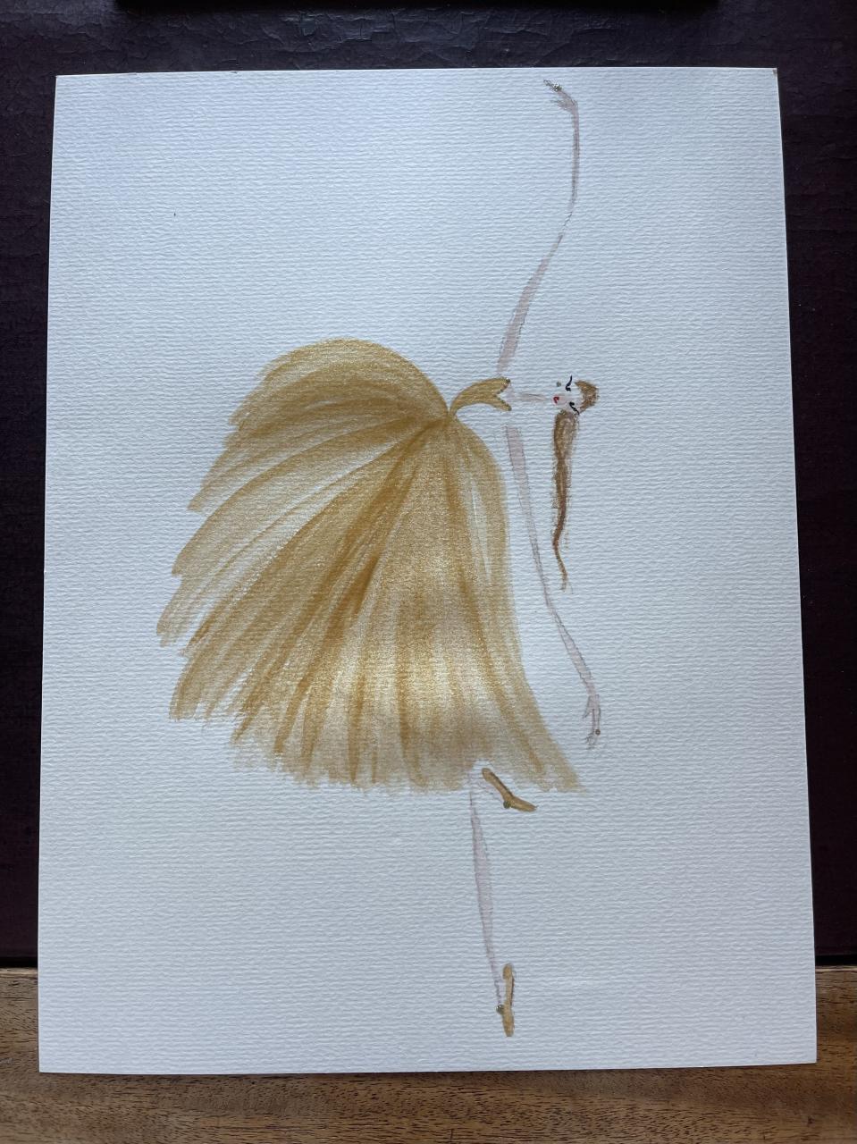 DOLLY Watercolor Gold Ballerina Kids Tee