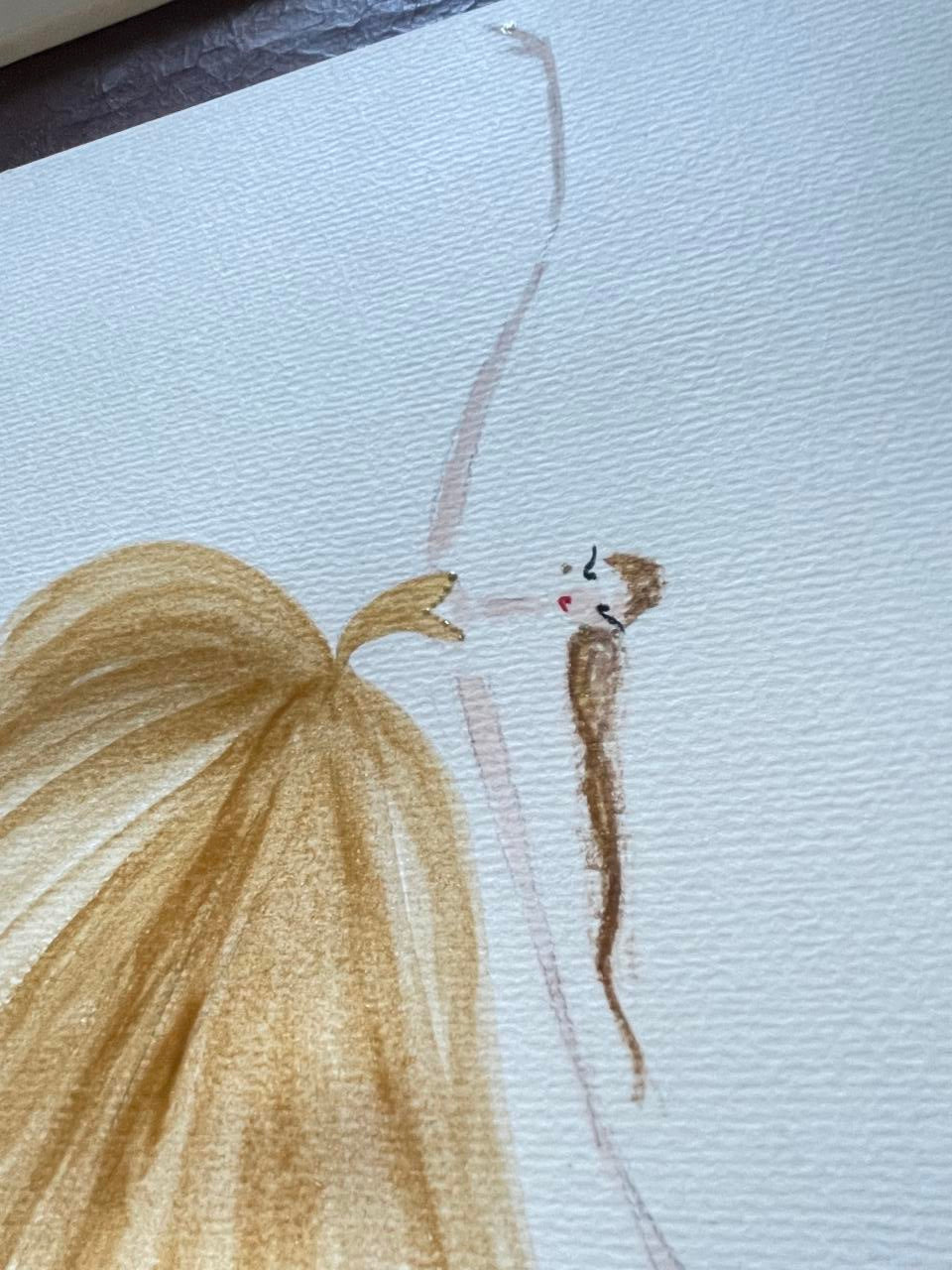 DOLLY Watercolor Gold Ballerina Kids Tee