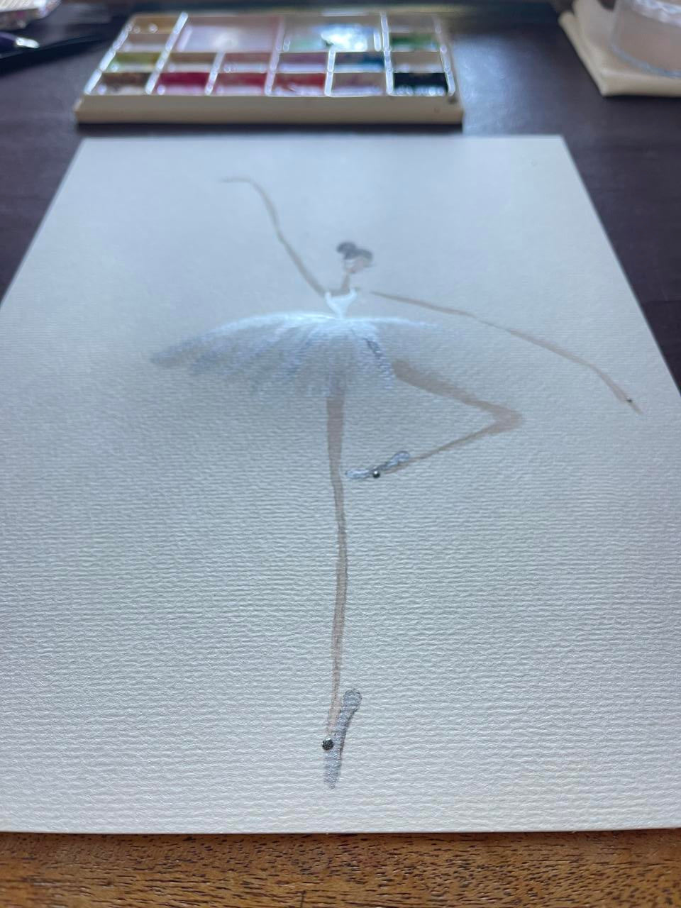 DOLLY Watercolor Silver Ballerina Kids Tee