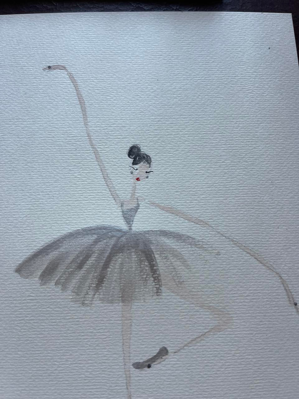 DOLLY Watercolor Silver Ballerina Kids Tee