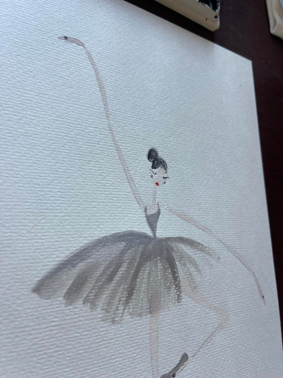 DOLLY Watercolor Silver Ballerina Kids Tee