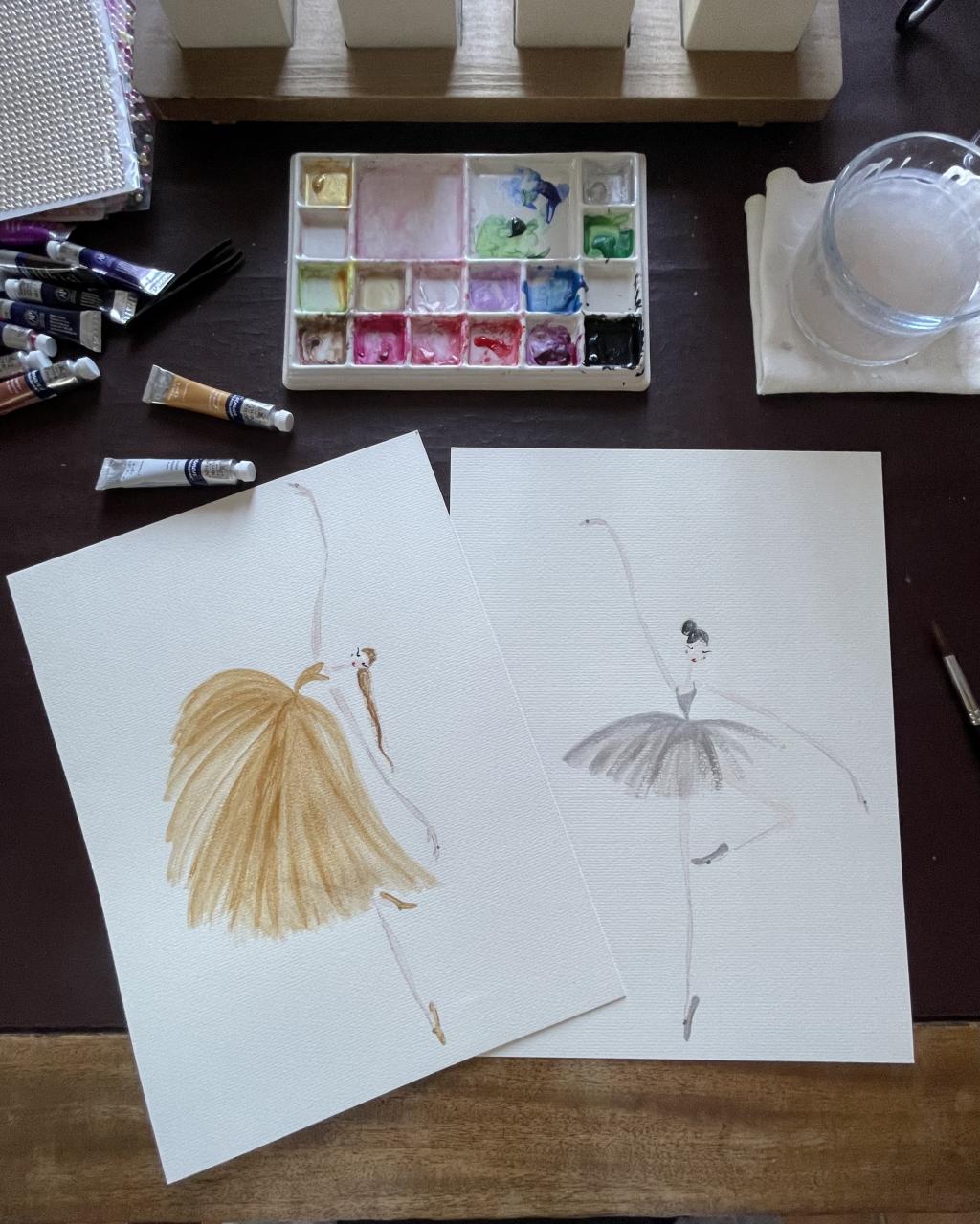 DOLLY Watercolor Silver Ballerina Kids Tee