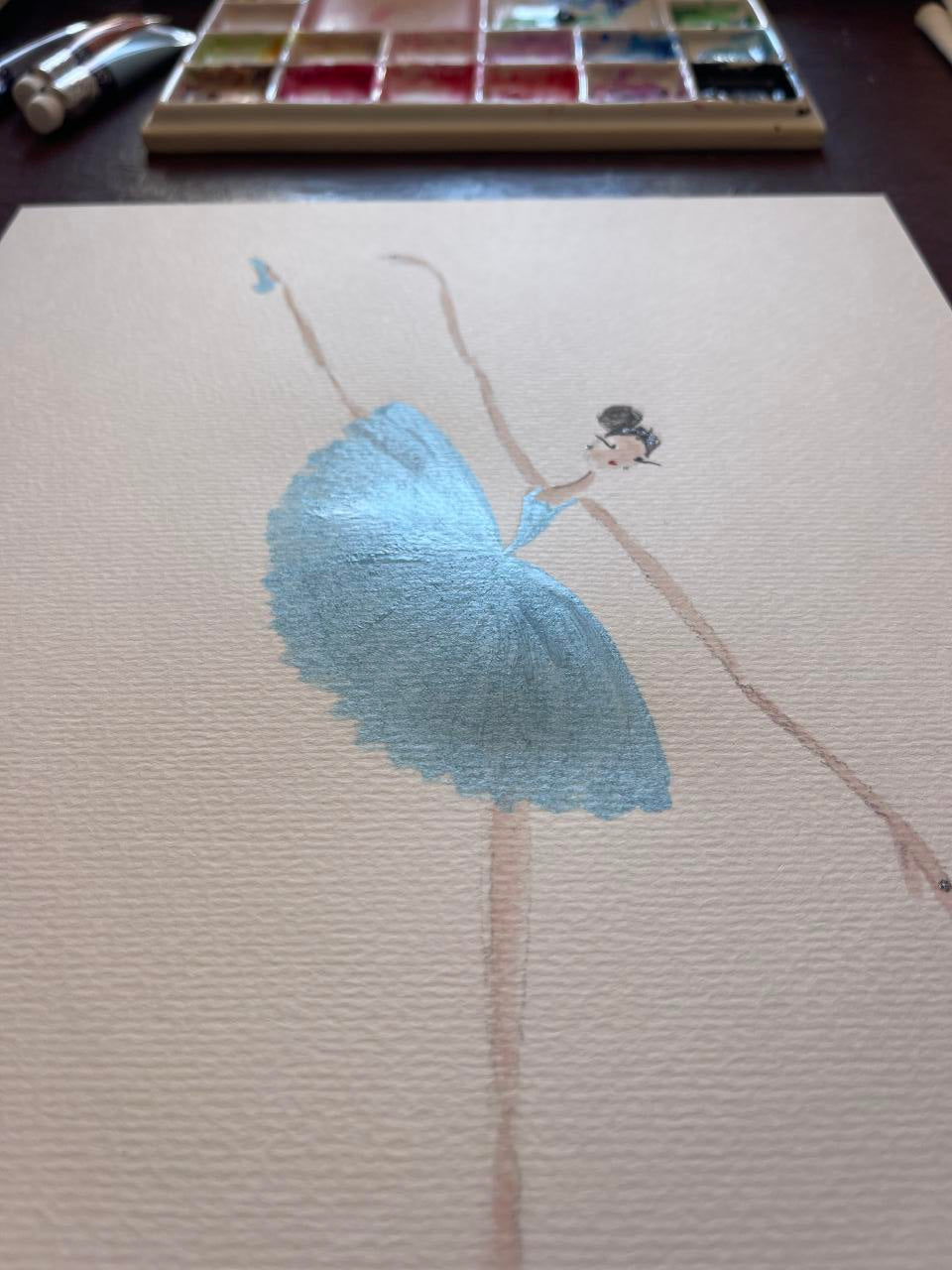 DOLLY Watercolor Blue Ballerina Kids Tee