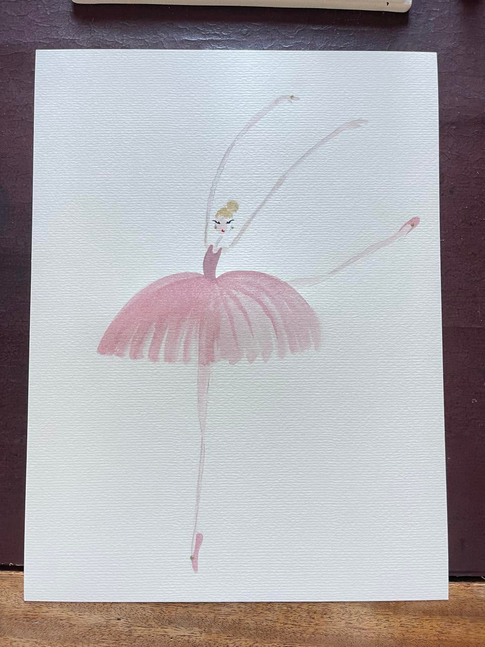 DOLLY Watercolor Pink Ballerina Kids Tee