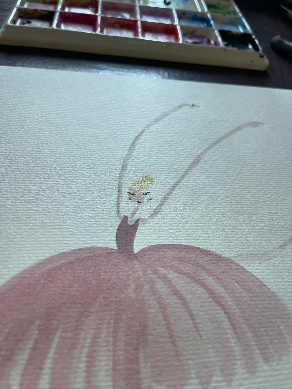 DOLLY Watercolor Pink Ballerina Kids Tee