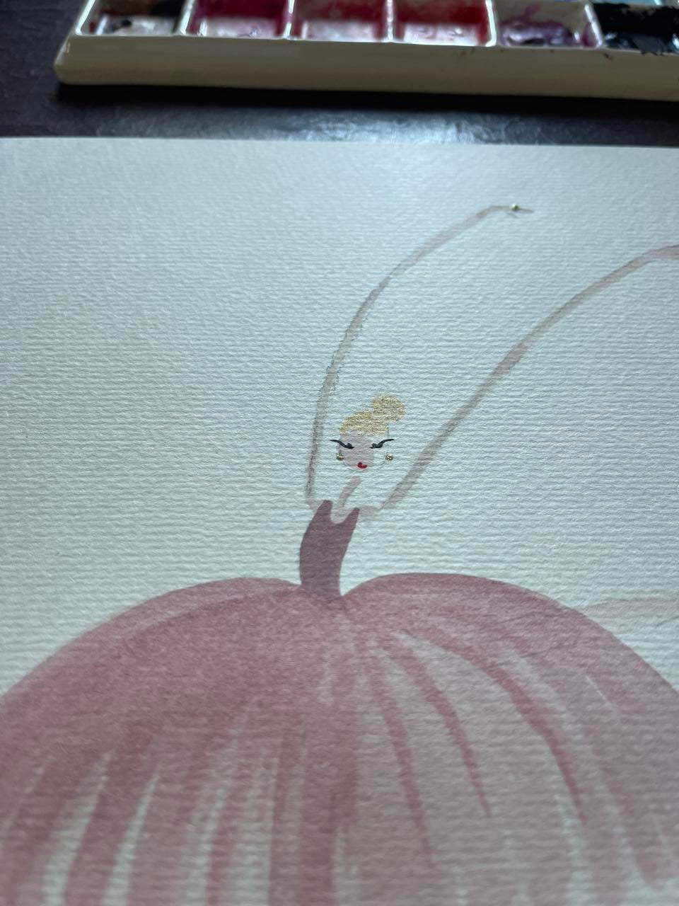 DOLLY Watercolor Pink Ballerina Kids Tee