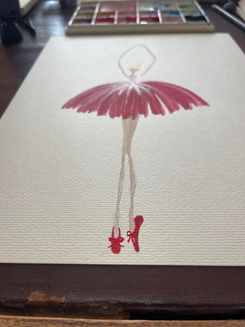 DOLLY Red Ballerina Watercolor Art Print