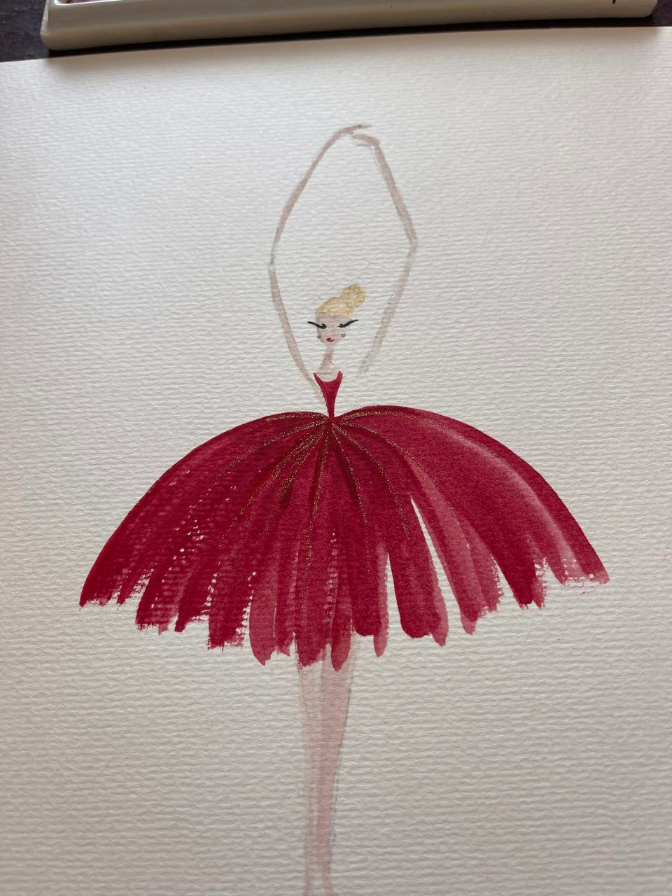 DOLLY Watercolor Red Ballerina Kids Tee