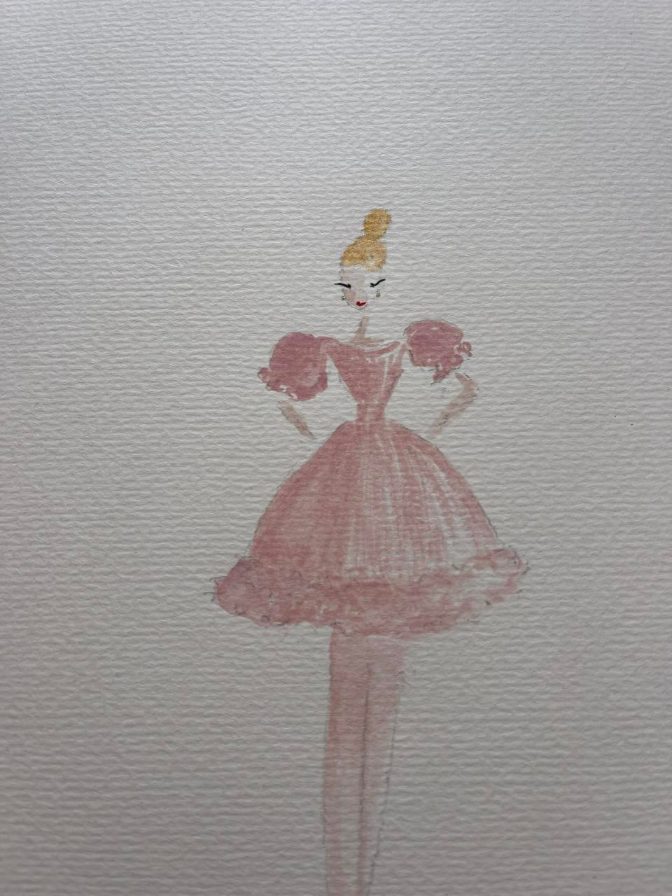 DOLLY Watercolor Long Legs Ballerina Frilly Dress Kids Tee