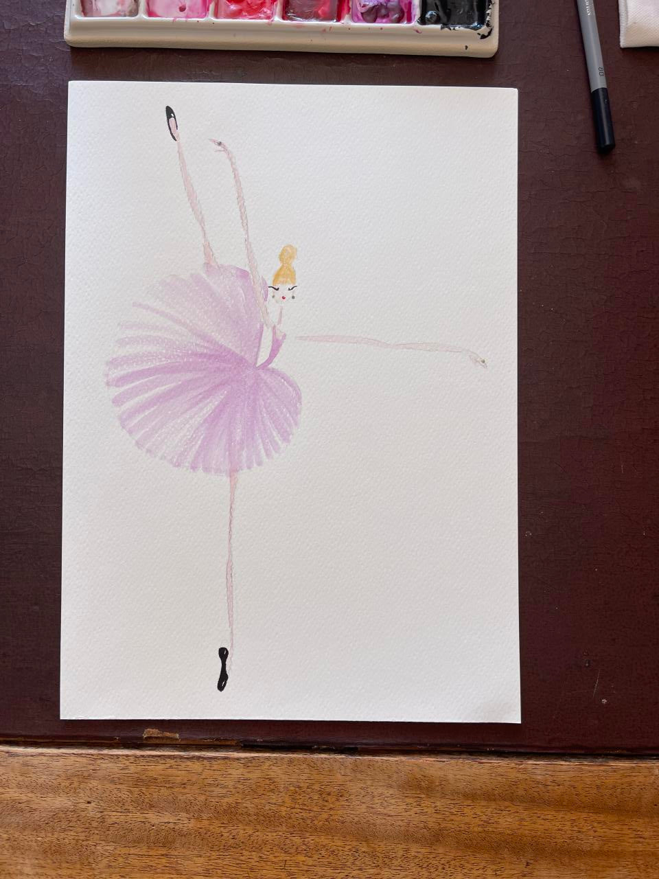 DOLLY Watercolor Lavender Ballerina Kids Tee