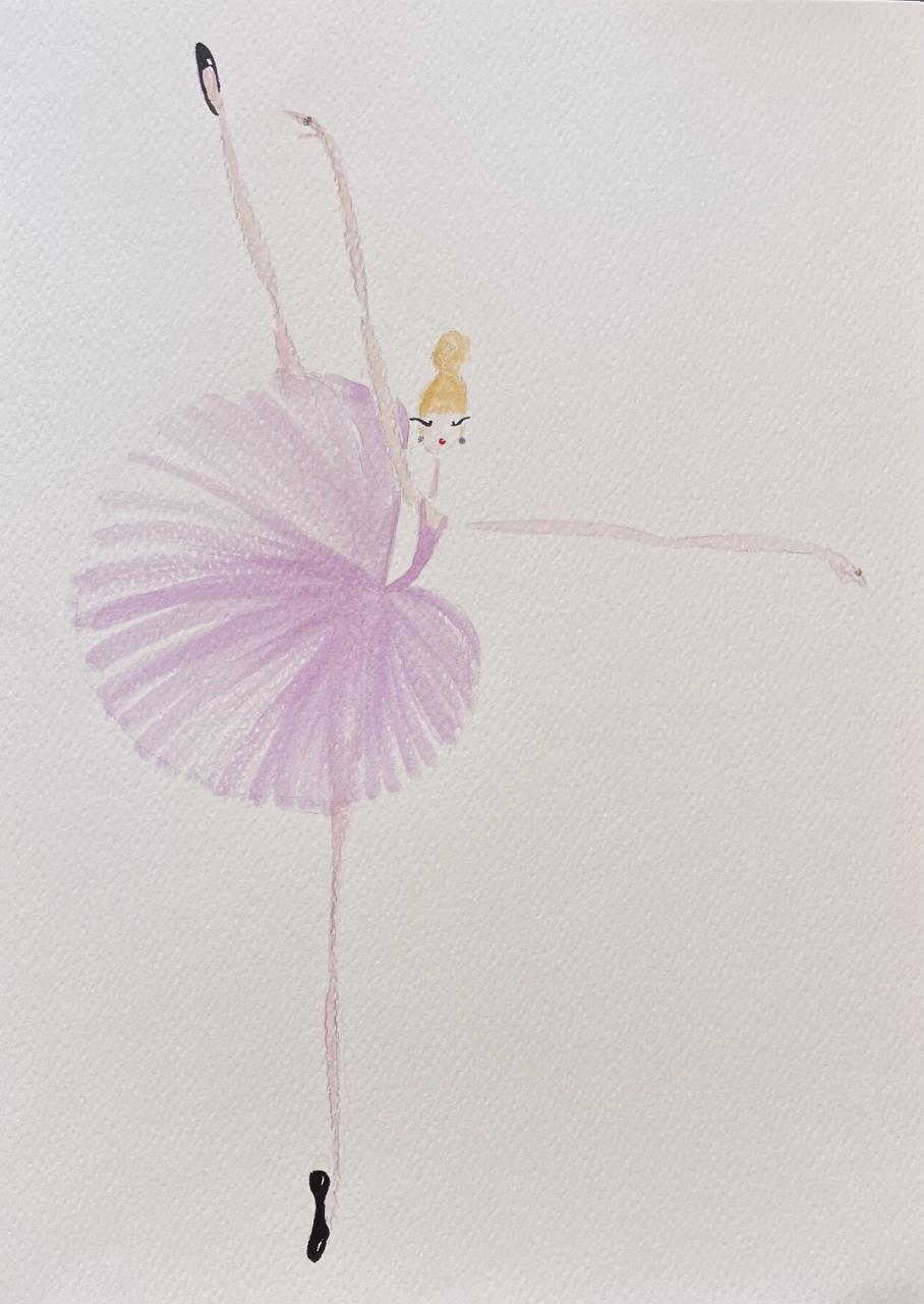 DOLLY Watercolor Lavender Ballerina Kids Tee