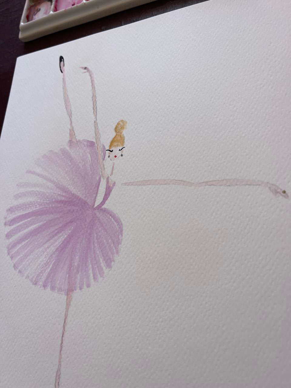 DOLLY Watercolor Lavender Ballerina Kids Tee