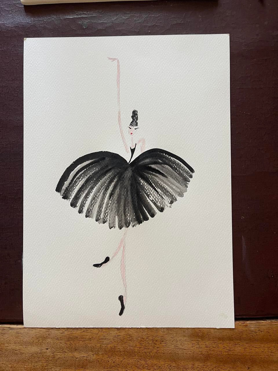 DOLLY Watercolor Ballerina with a black tutu Kids All-Over Print Tee