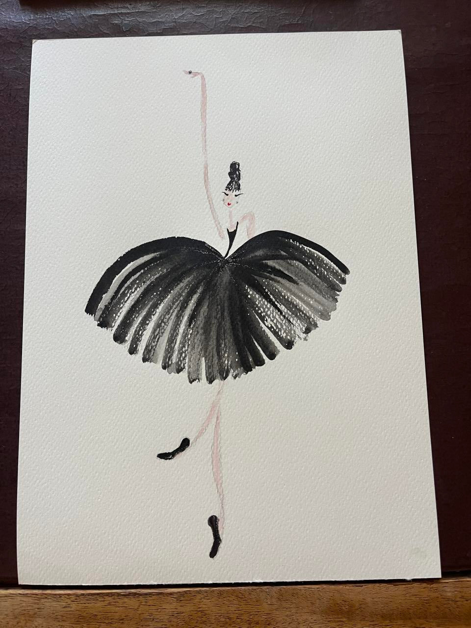DOLLY Black Ballerina Watercolor Art Print