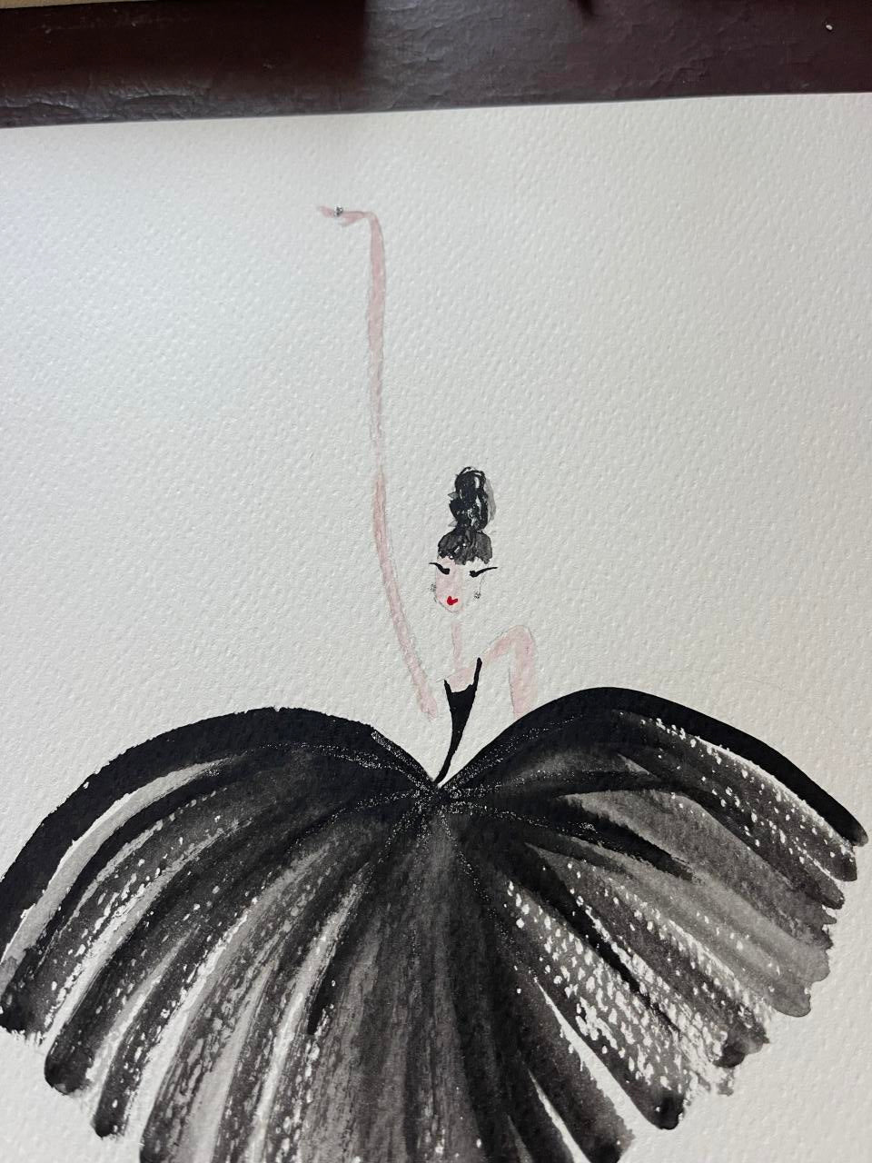 DOLLY Black Ballerina Watercolor Art Print
