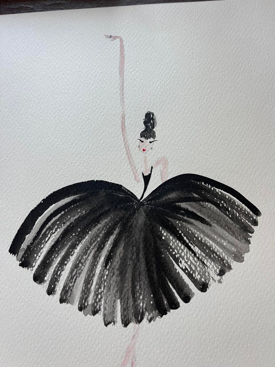 DOLLY Black Ballerina Watercolor Art Print