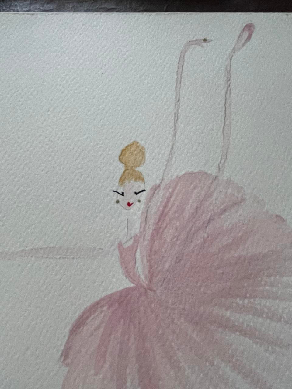 DOLLY Ballerina Grand Battement Pink Watercolor Art Print