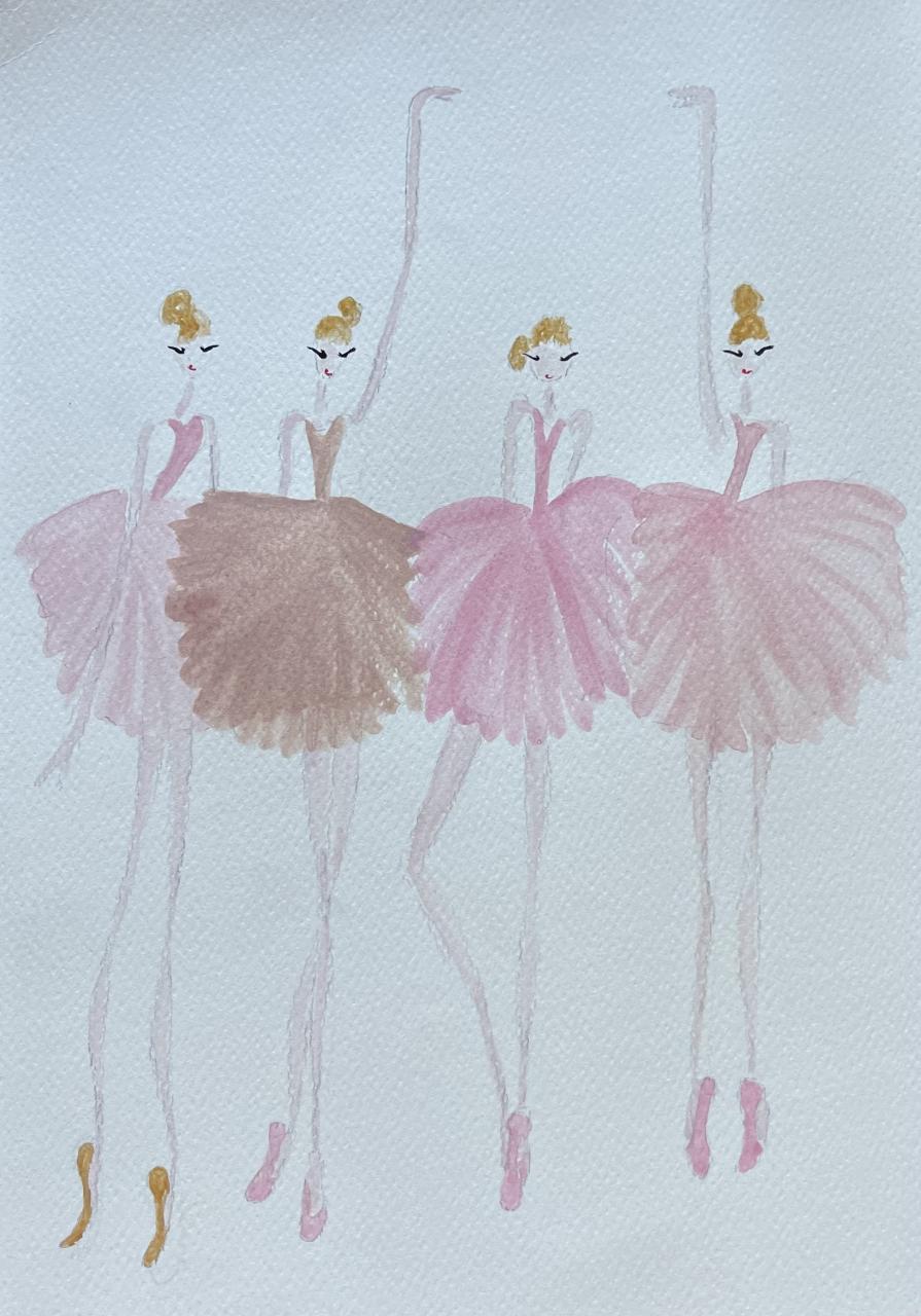 DOLLY Watercolor Girls have more fun Ballerina Art Print