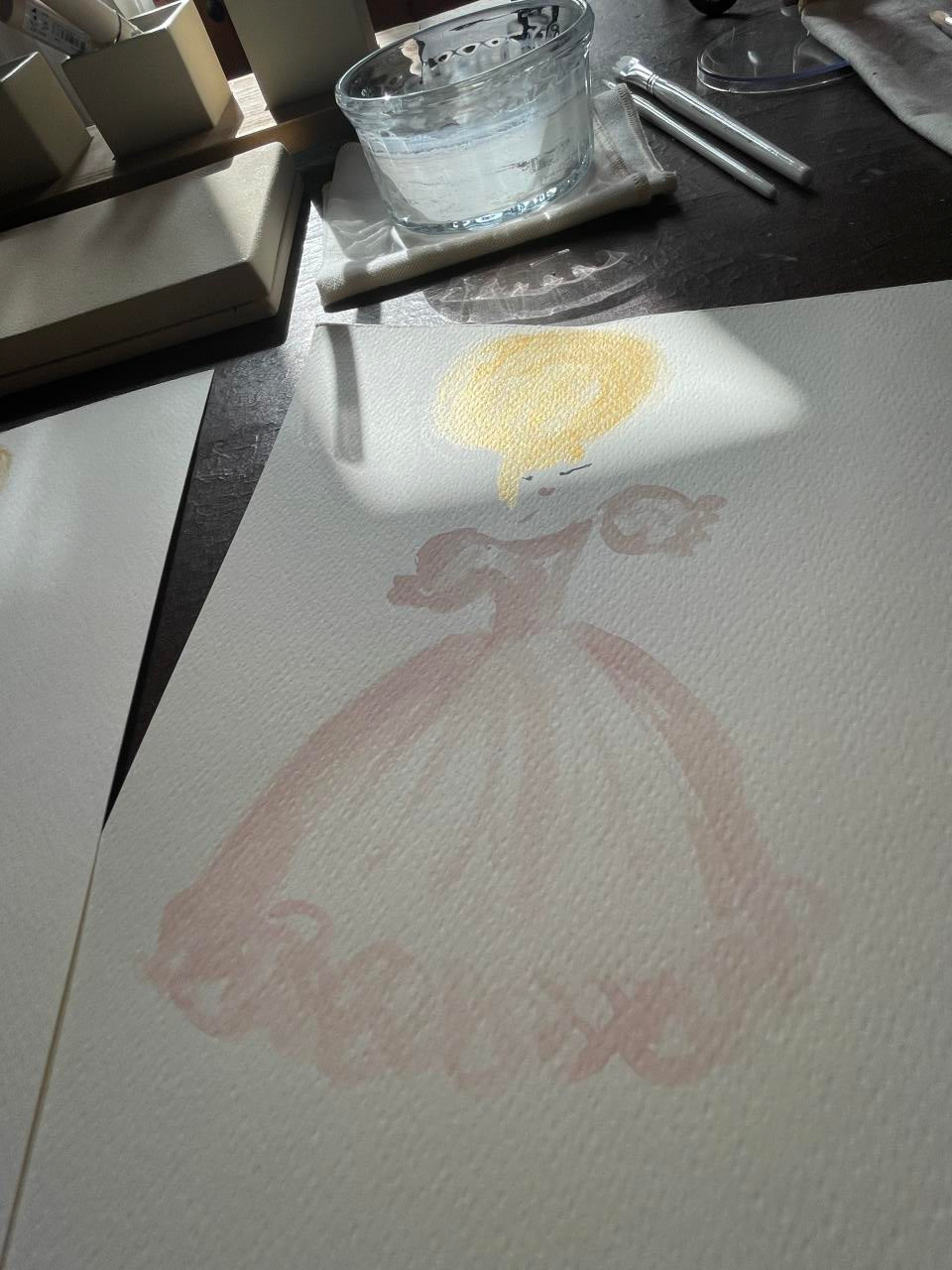 DOLLY Sunny Frilly Dress Watercolor Art Print