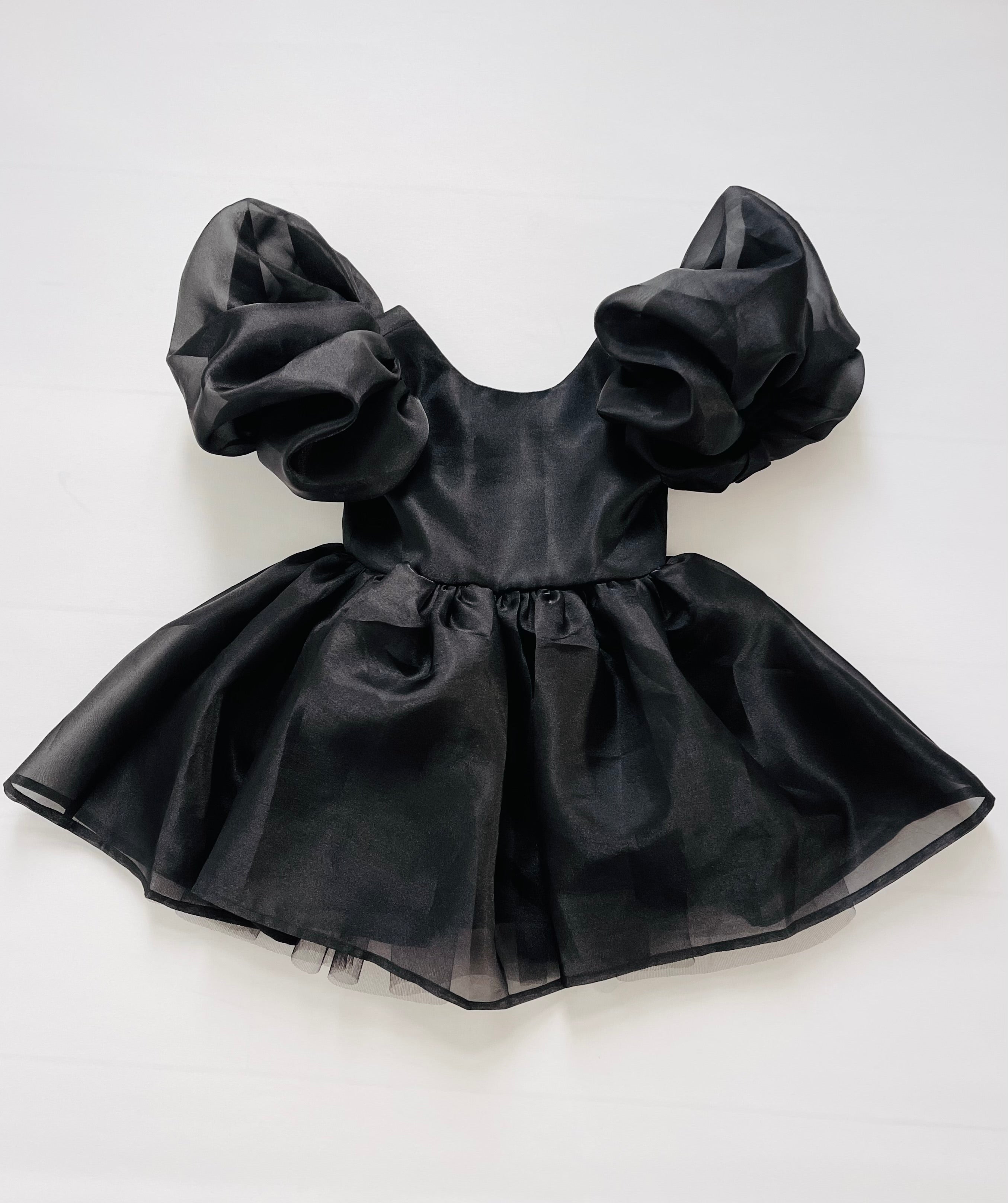 DOLLY V-BACK PUFF SLEEVE ORGANZA TUTU DRESS black