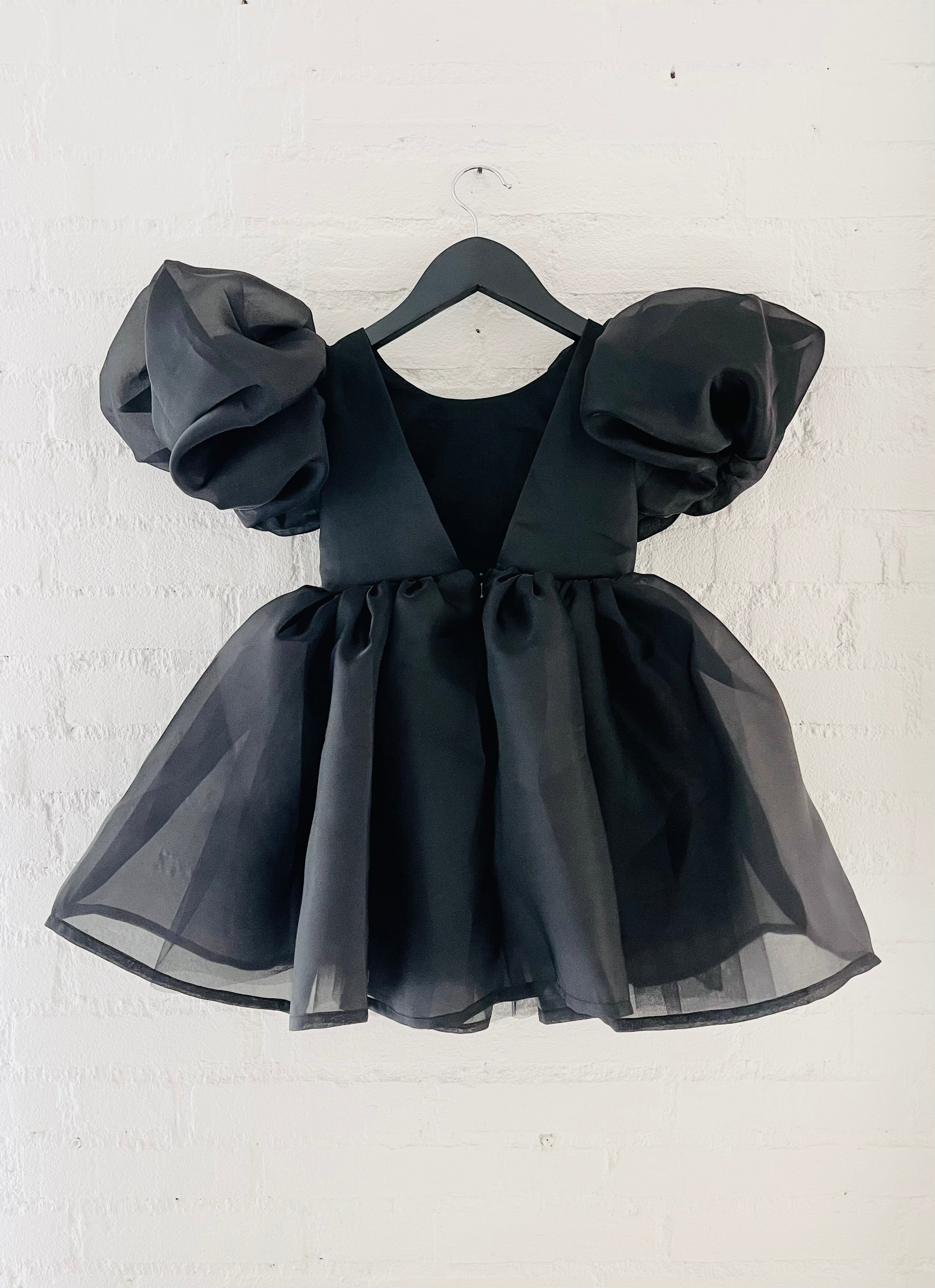DOLLY V-BACK PUFF SLEEVE ORGANZA TUTU DRESS black