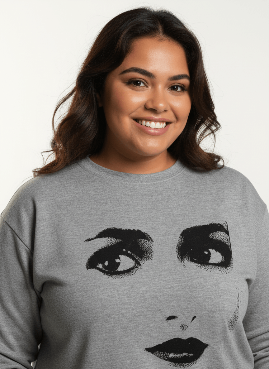DOLLY Face Dorothy Lightgrey Black Sweater