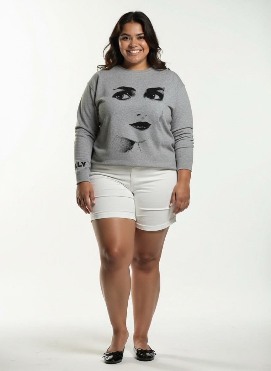 DOLLY Face Dorothy Lightgrey Black Sweater