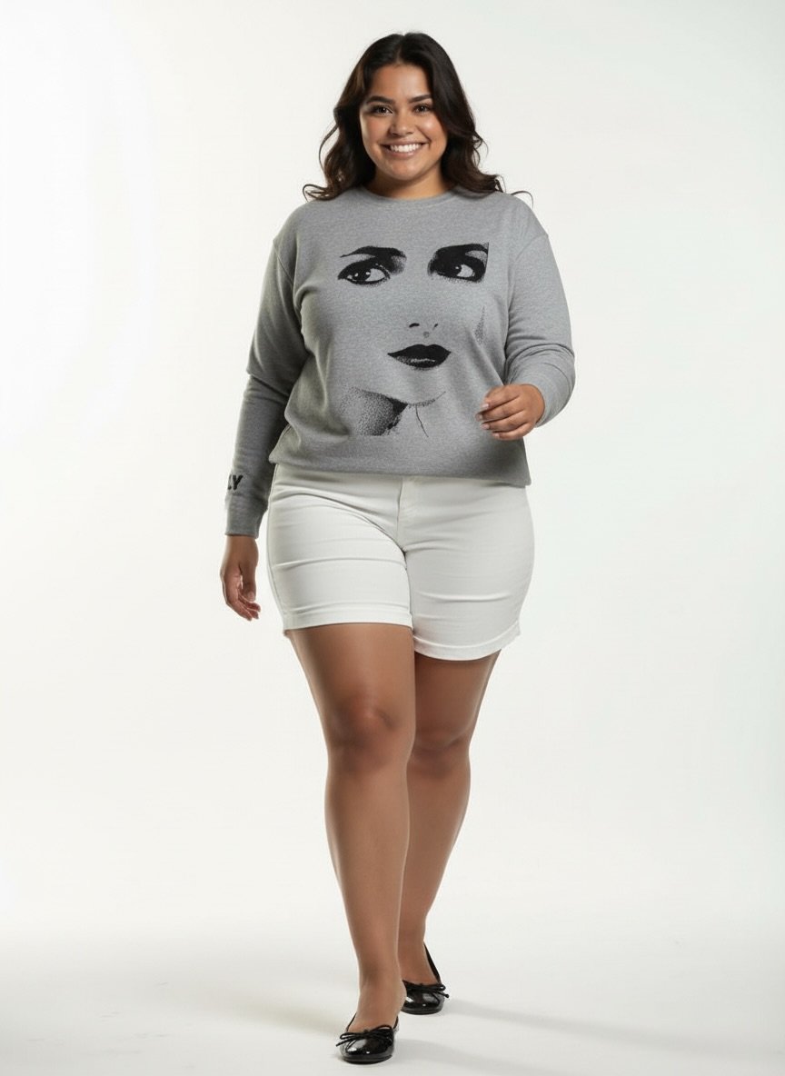 DOLLY Face Dorothy Lightgrey Black Sweater