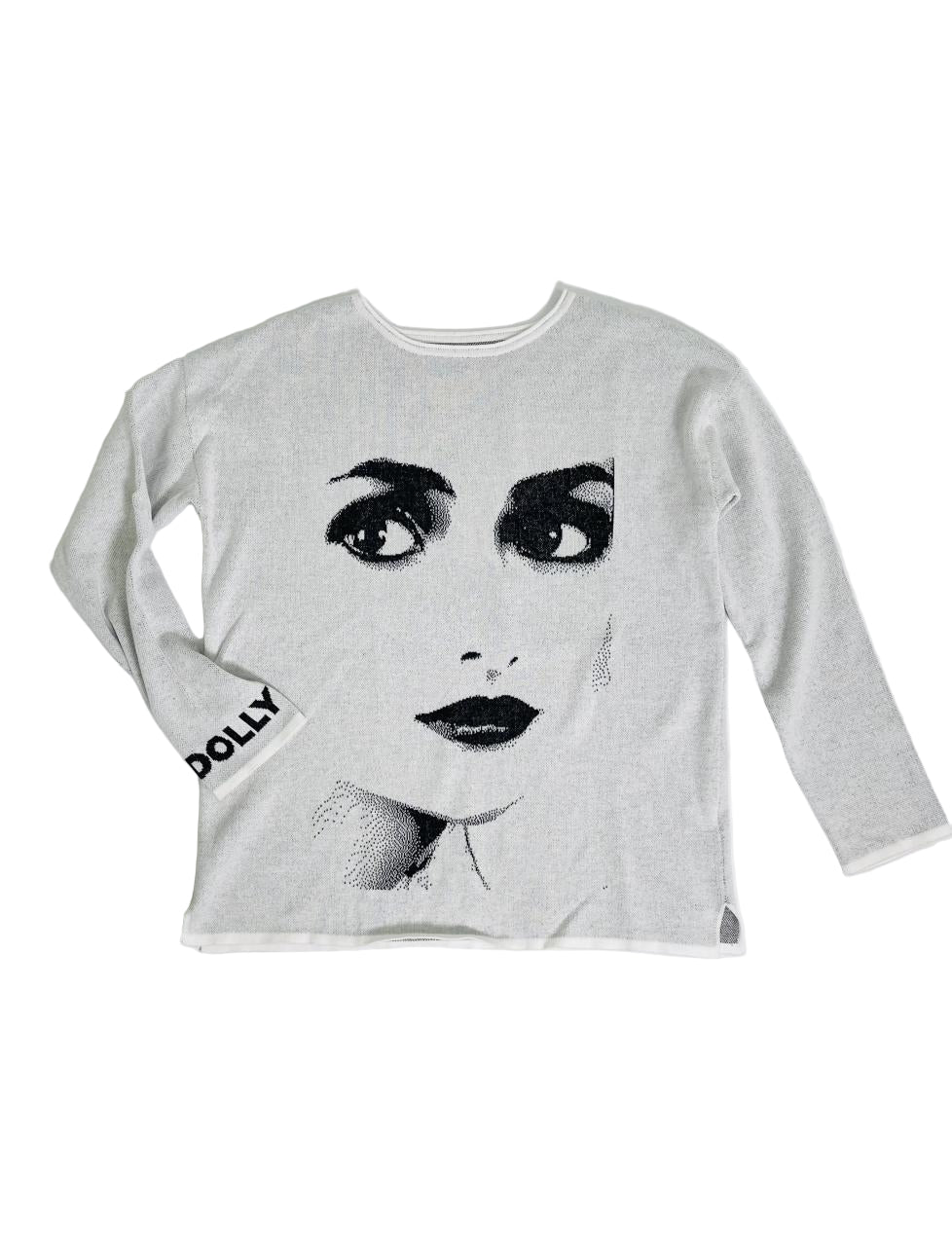 DOLLY Face Dorothy White Black Sweater