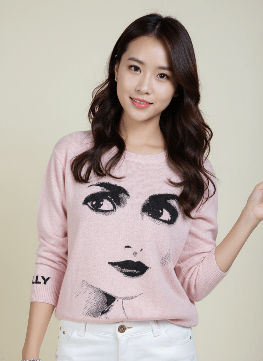 DOLLY Face Dorothy Balletpink Black Sweater