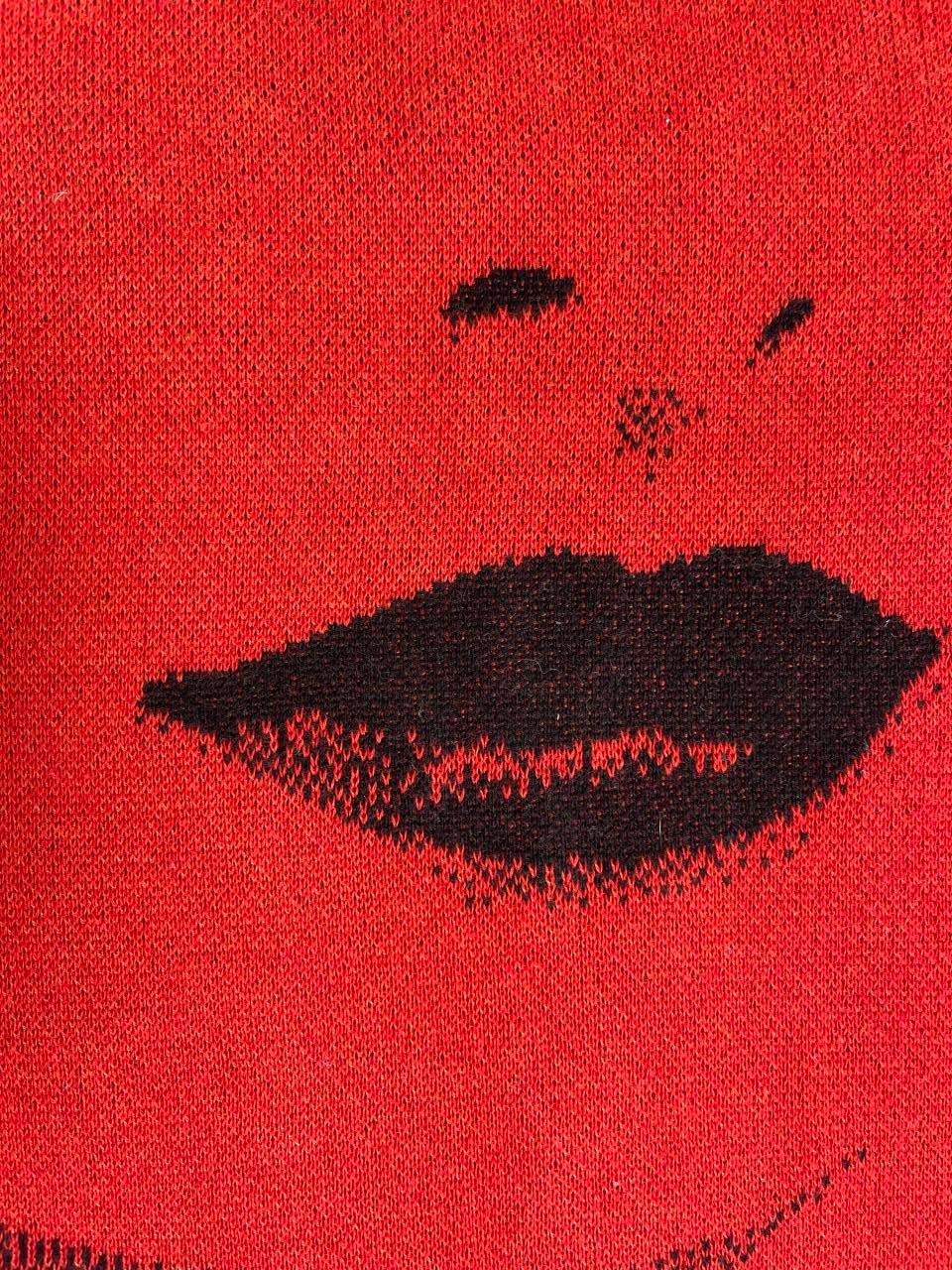 DOLLY Face Dorothy Red Black Sweater