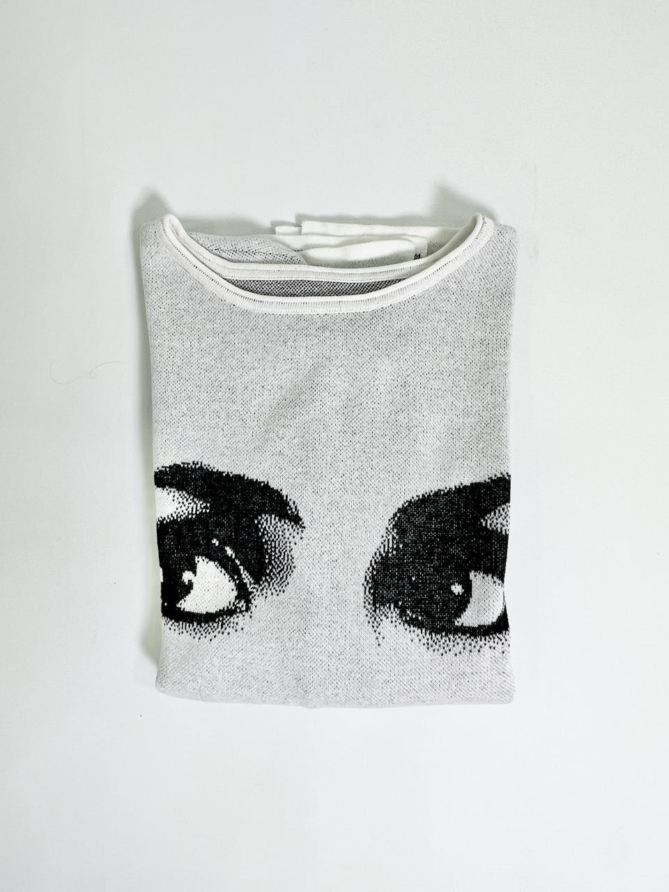 DOLLY Face Dorothy White Black Sweater