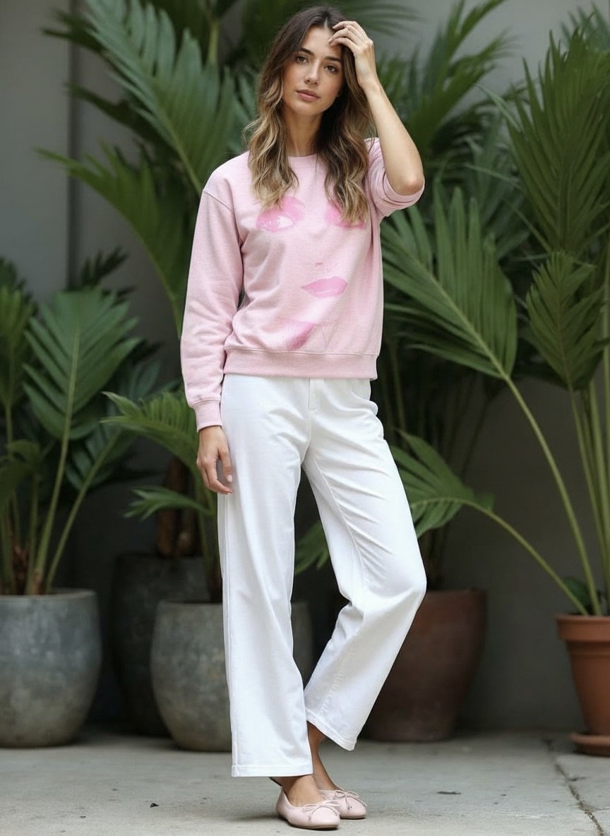 DOLLY Face Crewneck Relaxed Fit Ballet pink Bubblegum
