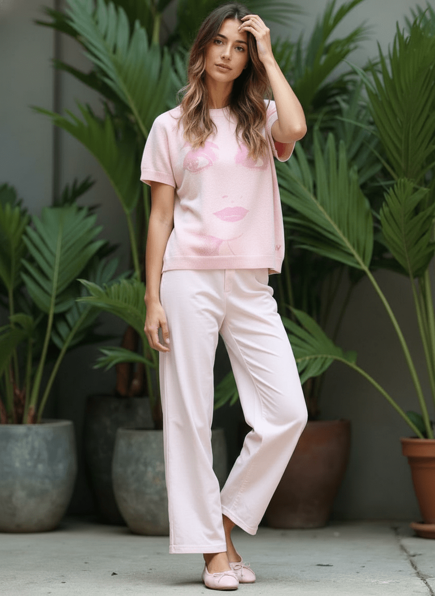 DOLLY Face Balletpink Pink Crewneck Short Sleeve