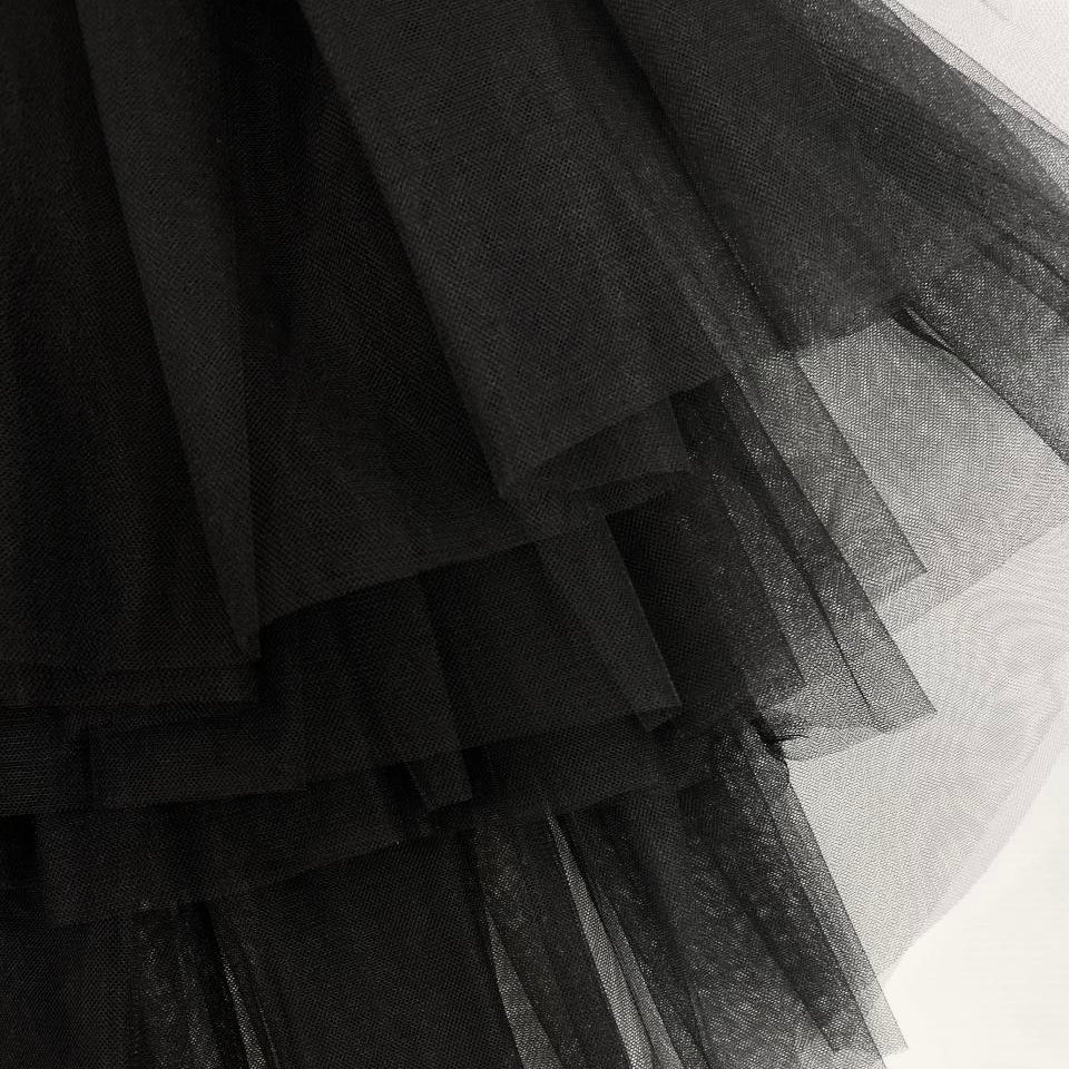 Close-up of layered black fabric with a blurred background