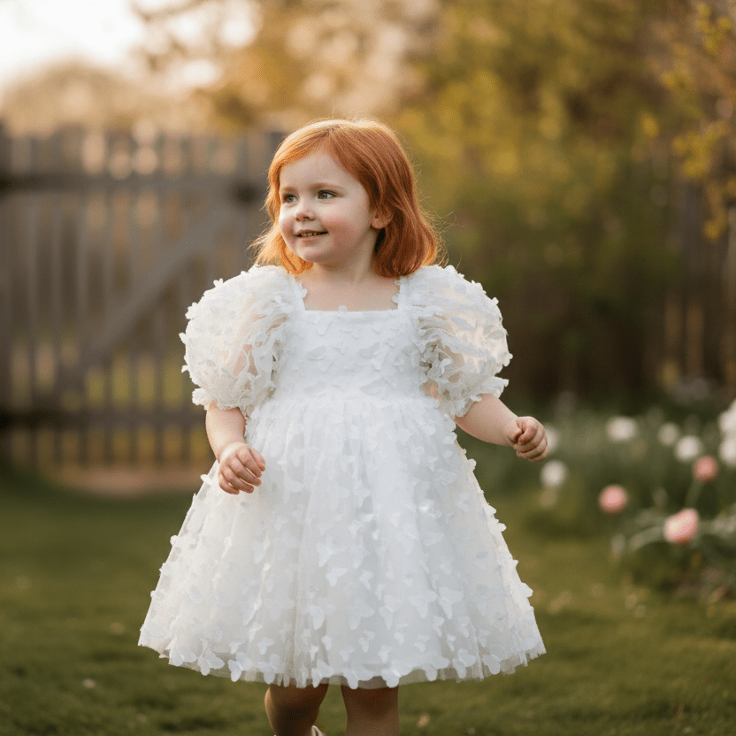 DOLLY ALLOVER BUTTERFLIES BABYDOLL DRESS white