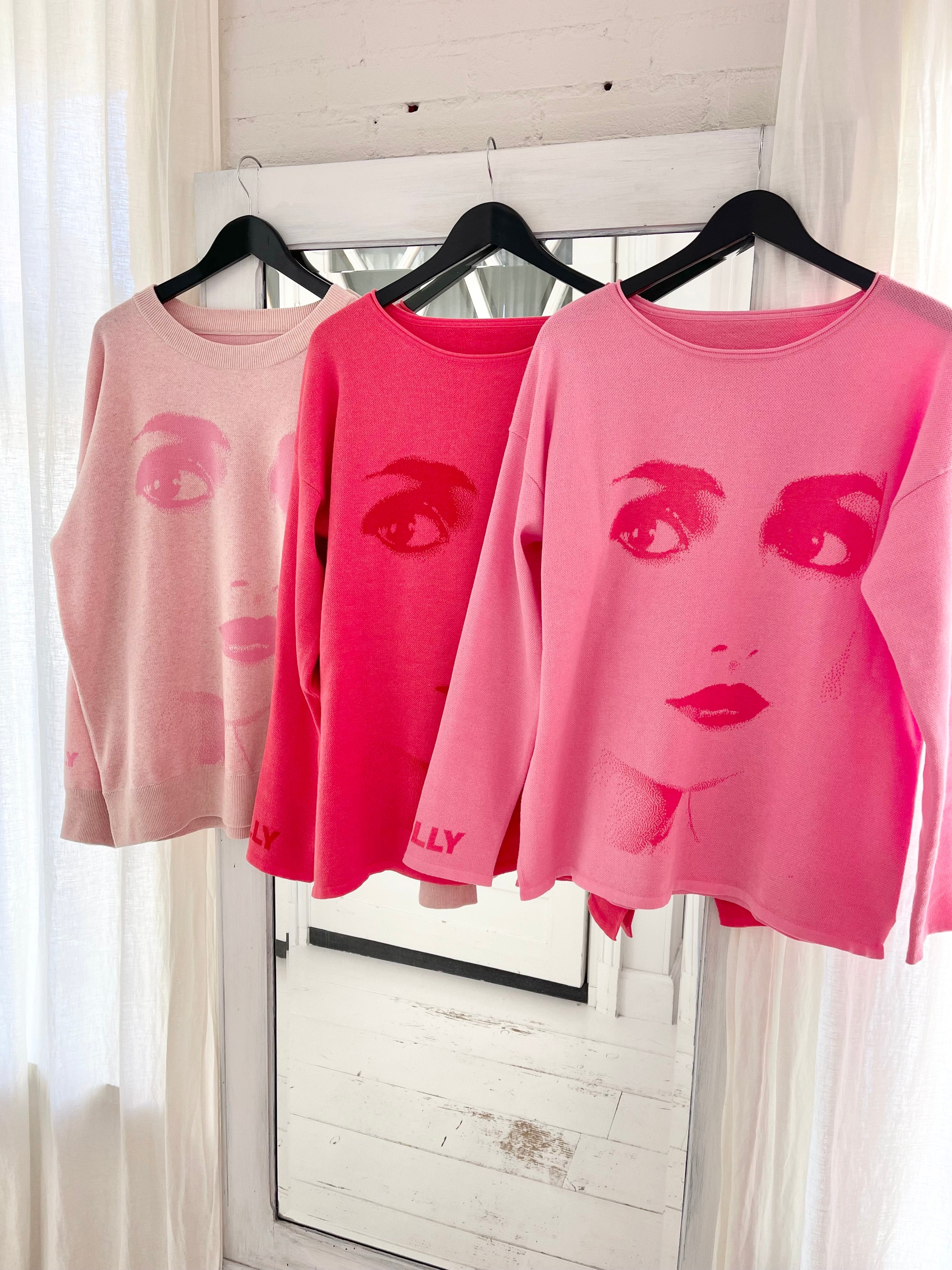 DOLLY Face Dorothy Hotpink Red Sweater