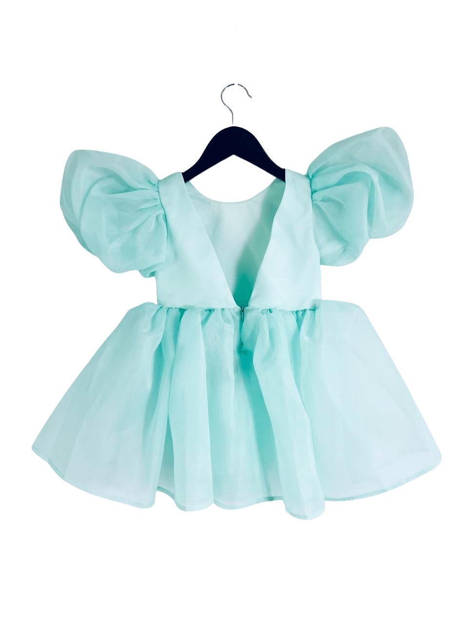 DOLLY V-BACK PUFF SLEEVE ORGANZA TUTU DRESS tiffany