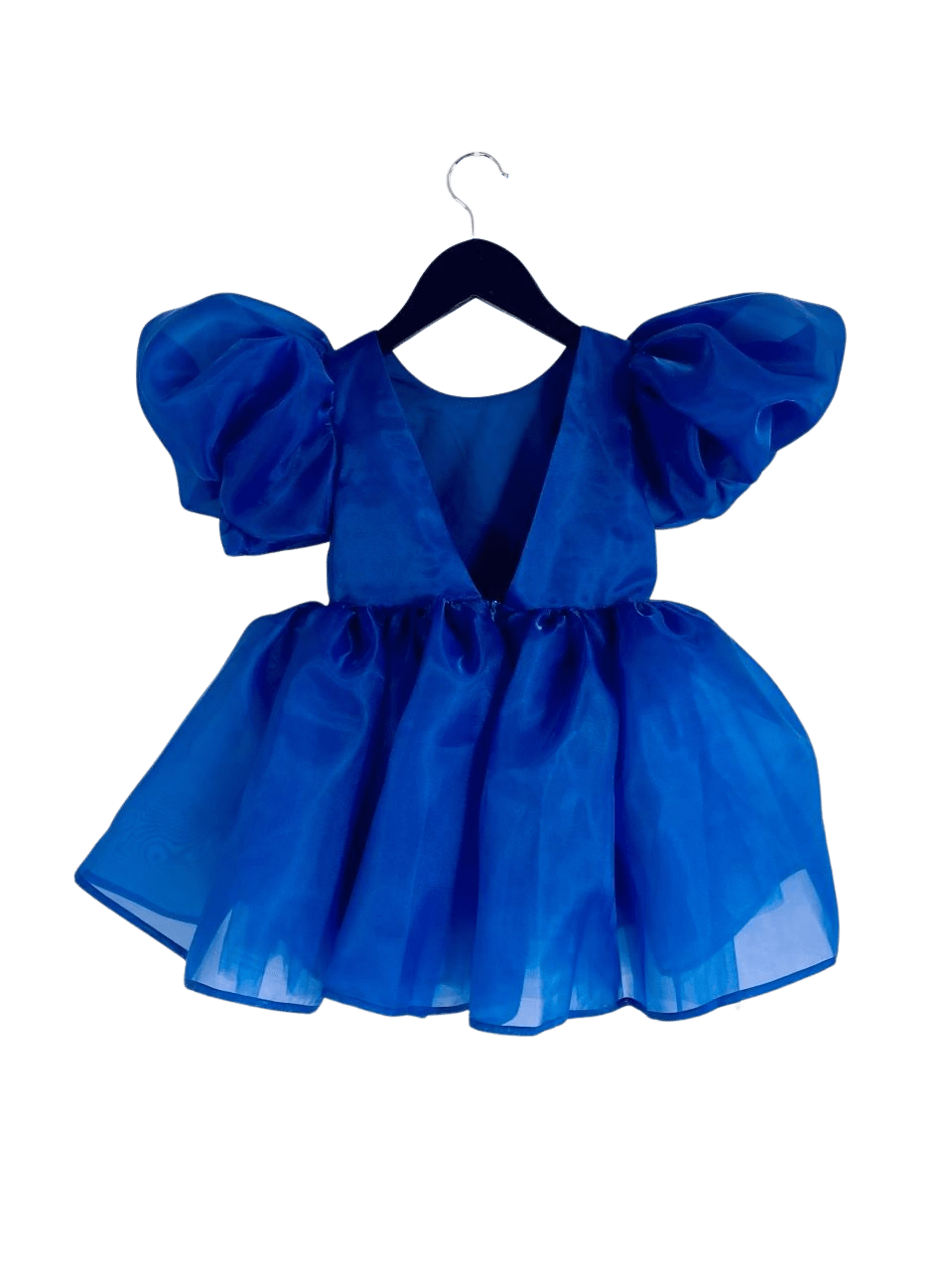 DOLLY V-BACK PUFF SLEEVE ORGANZA TUTU DRESS royal blue