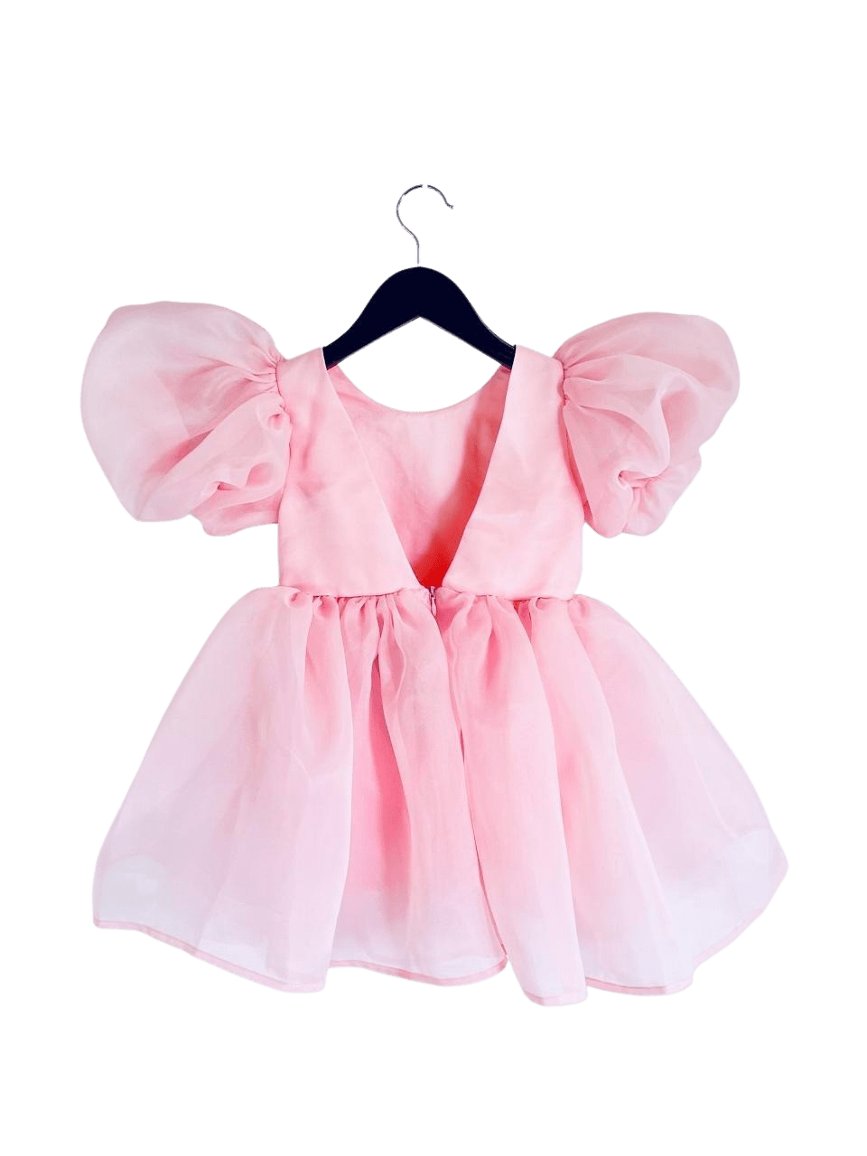 DOLLY V-BACK PUFF SLEEVE ORGANZA TUTU DRESS donut pink