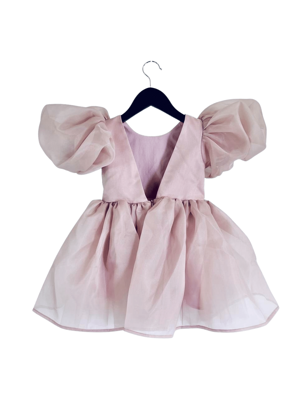 DOLLY V-BACK PUFF SLEEVE ORGANZA TUTU DRESS mauve