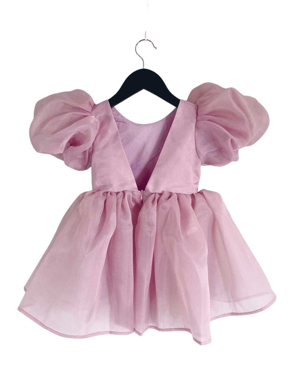 DOLLY V-BACK PUFF SLEEVE ORGANZA TUTU DRESS dusty pink